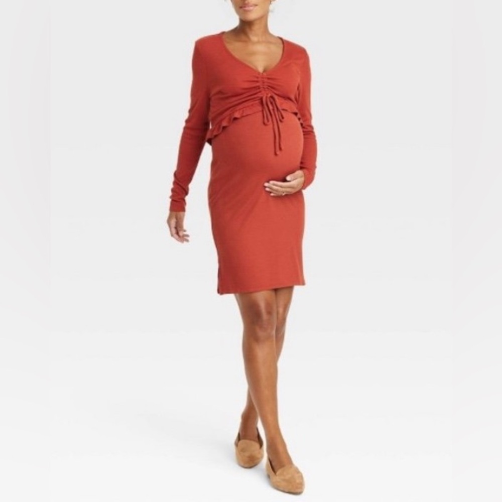 Isabel Maternity Ruffle Crop Top Size Large - Picture 2 of 8